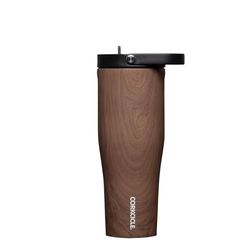 Corkcicle Go Cup XL 30 oz Walnut Wood BPA Free Insulated Straw Tumbler