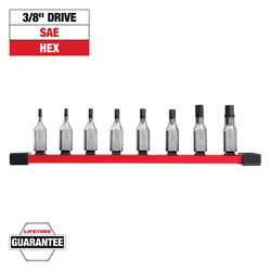 Milwaukee 3/8 in. drive SAE 6 Point Hex Bit Socket Set 8 pc