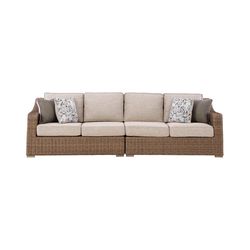 Signature Design by Ashley Carmel Bay Brown Aluminum Frame Casual Loveseat Set Beige