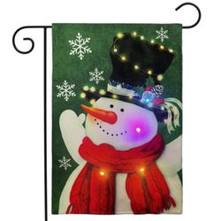 Briarwood Lane Snowman In Lights Garden Flag