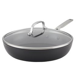 KitchenAid Hard Anodized Aluminum Skillet w/Lid 12.25 in. Black/Clear