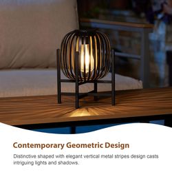 Glitzhome Black Edison Solar Lantern