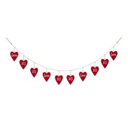 Glitzhome Valentine's Heart Garland Iron/Linen/Wood 1 pc