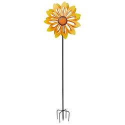 Alpine Yellow Iron 26 in. H Sunflower Garden Stake Spinner