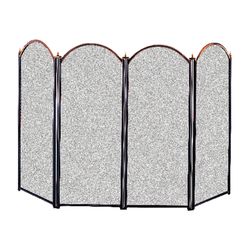 Panacea Black/Gray Antique Brass Fireplace Screen