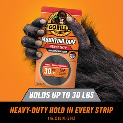 Gorilla 60 in. L X 1 in. W Double-Sided Mounting Tape