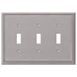 Amerelle Metro Brushed Nickel 3 gang Die-Cast Metal Toggle Wall Plate 1 pk