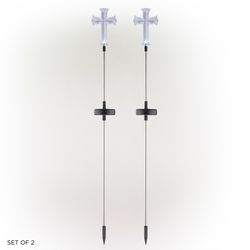 Alpine White Polyresin 17 in. H Solar Garden Stake