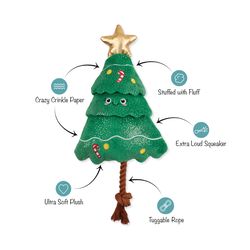 Fringe Studio Petshop For Dog Green Plush/Rope Fir Real Fun Ahead Rope Dog Tug Toy 1 pk