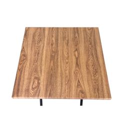 Living Accents Wood Grain Beige Square Metal Folding Side Table