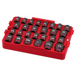 Milwaukee Shockwave 1/2 in. drive Metric/SAE 6 Point Impact Rated Socket Set 27 pc