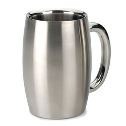 RSVP International Endurance Silver Stainless Steel Double Wall Beer Mug 15 oz