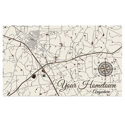 Fire & Pine 11.25 in. H Papier Blanc Wood Custom Map