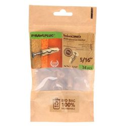 RAWLPLUG 5/16 in. D X 1 in. L Polypropylene Phillips Head Drywall Anchor 34 pc