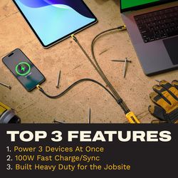 Dewalt USB-C to USB-C 3-in-1 Cable 6 ft.