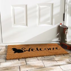 Home & More 1.42  W X 2.42  L Brown Feline Welcome Coir Door Mat