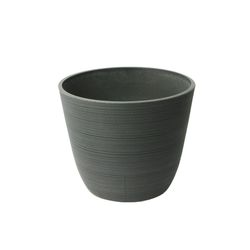 Algreen 11 in. H X 14 in. D Plastic Taper Ribbed Planter Charcoal