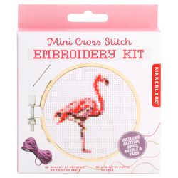 Kikkerland Flamingo Embroidery Kit Cotton/Polyerster Fabric 1 pk
