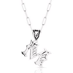 Montana Silversmiths Unisex Western Initial M Black/Silver Necklace
