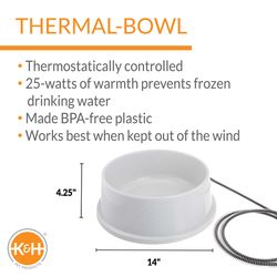K&H Pet Prodcuts Gray Plastic 1.5 gal Heated Pet Bowl For All Pets
