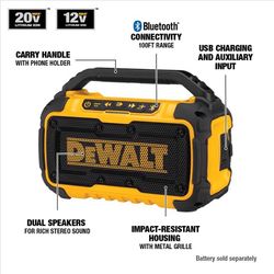 DeWalt 20V MAX DCR010 Lithium-Ion Jobsite Bluetooth Speaker 1 pc