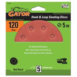 Gator 5 in. Aluminum Oxide Hook and Loop Sanding Disc 120 Grit Fine 5 pk