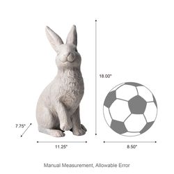 Glitzhome Gray/White Fiberglass 18 in. H X 11.25 in. L X 7.75 in. W Rabit Statue