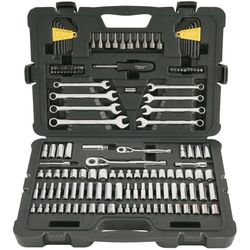 Stanley 1/4 and 3/8 in. drive Metric/SAE Mechanic's Tool Set 145 pc