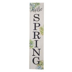 Glitzhome Multicolored Wood 41.93 in. H X 9.02 in. L X 0.98 in. W Hello Spring Porch Sign