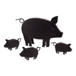 Zingz & Thingz Black Iron Pig with Piglets Statue