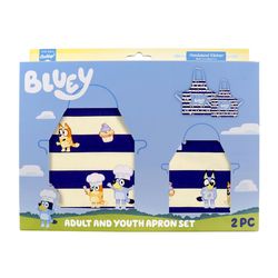 Handstand Kitchen Bluey Adult and Youth Blue and White Cotton Apron Set
