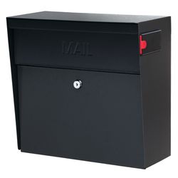 Mail Boss Metro Modern Galvanized Steel Wall Mount Black Locking Mailbox