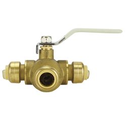 Apollo Tectite 1/2 in. Brass Push Fit 3-Way Ball Valve Standard Port Quarter-Turn Lever For Potable