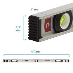 Channellock 48 in. Aluminum Magnetic I-Beam Level 3 vial