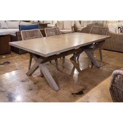 Signature Design by Ashley Beach Front Beige Rectangular Aluminum Casual Dining Table