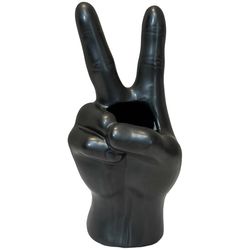 Streamline Ceramic Peace Planter Black
