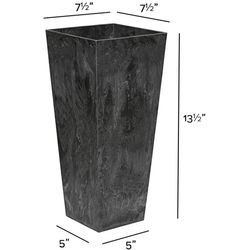 Novelty ArtStone 13.5 in. H X 7.5 in. W X 7.5 in. D Resin Ella Tall Tall Planter Black
