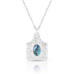 Montana Silversmiths Women's Chiseled Cow Tag Silver/Turquoise Necklace Water Resistant