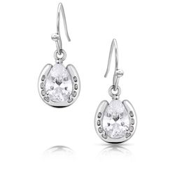 Montana Silversmiths Women's Aqua Lucky Trot Silver Earrings