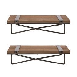 Glitzhome 5.71 in. H X 15.75 in. W X 6 in. D Natural Iron/Wood Decorative Wall Shelf