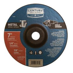 Century Drill & Tool 7 in. D X 7/8 in. X 1/4 in. thick Metal Grinding Wheel 1 pc