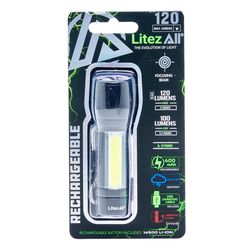 LitezAll 120 lm Black LED Rechargeable Mini Flashlight 14500 Battery