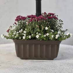 Savannah Planter 5.5 in. H X 13 in. W X 13 in. D Plastic Umbrella Planter Brown