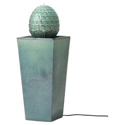 Glitzhome Ceramic Turquoise 35.75 in. H Artichoke Pedestal Fountain