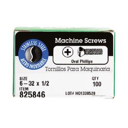 HILLMAN No. 6-32 Ga. X 1/2 in. L Phillips Oval Head Steel Machine Screws 100 pk