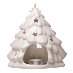 Creative Co-Op White Holy Family with Tree & Cut-Outs Table Decor 6 in.