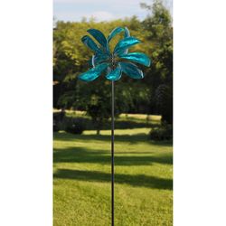 Marshall Home and Garden Blue/Green Metal 82 in. H X 26 in. W Garden Stake Spinner