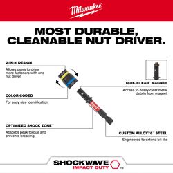 Milwaukee Quik-Clear 5/16 and 3/8 in. X 2.513 in. L Steel Magnetic Nut Driver 1 pk