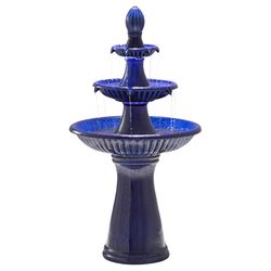 Glitzhome Ceramic Blue 45.25 in. H Outdoor Fountain