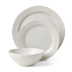 Onieda Entertain 365 White Stoneware Ridge Dinnerware Set 12 pc